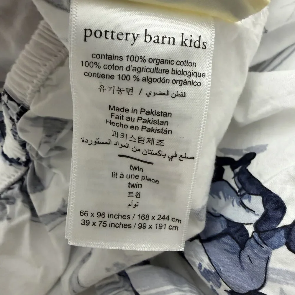 Pottery Barn Kids Organic All Sports Flat Fitted Sheets Twin Grey Blue Soccer